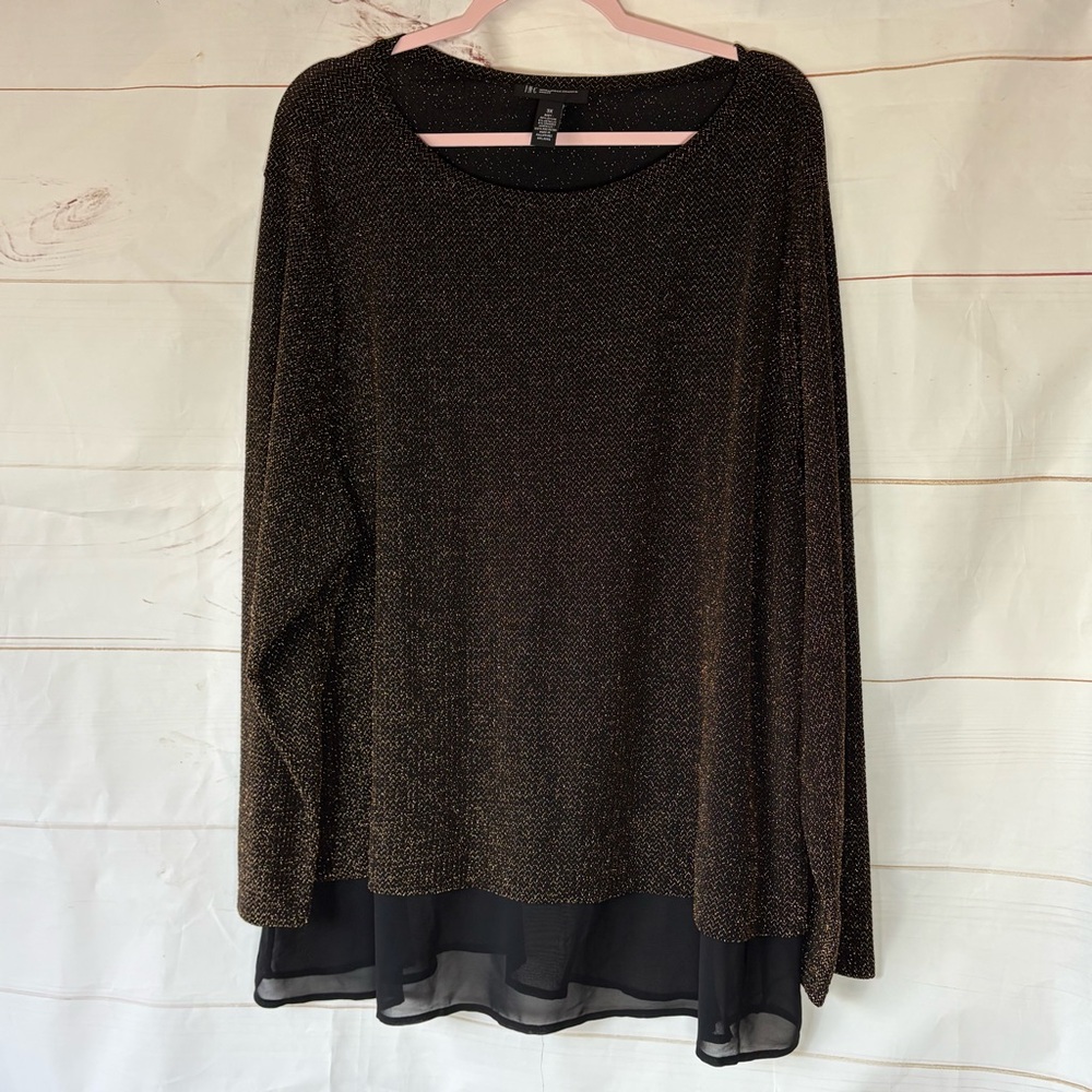 INC International Concepts Metallic Black Blouse